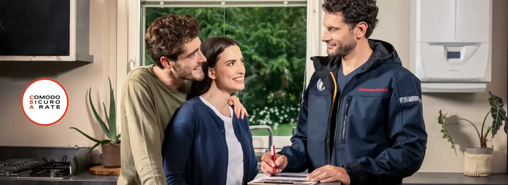 Ragazzi fanno fare manutenzione caldaia